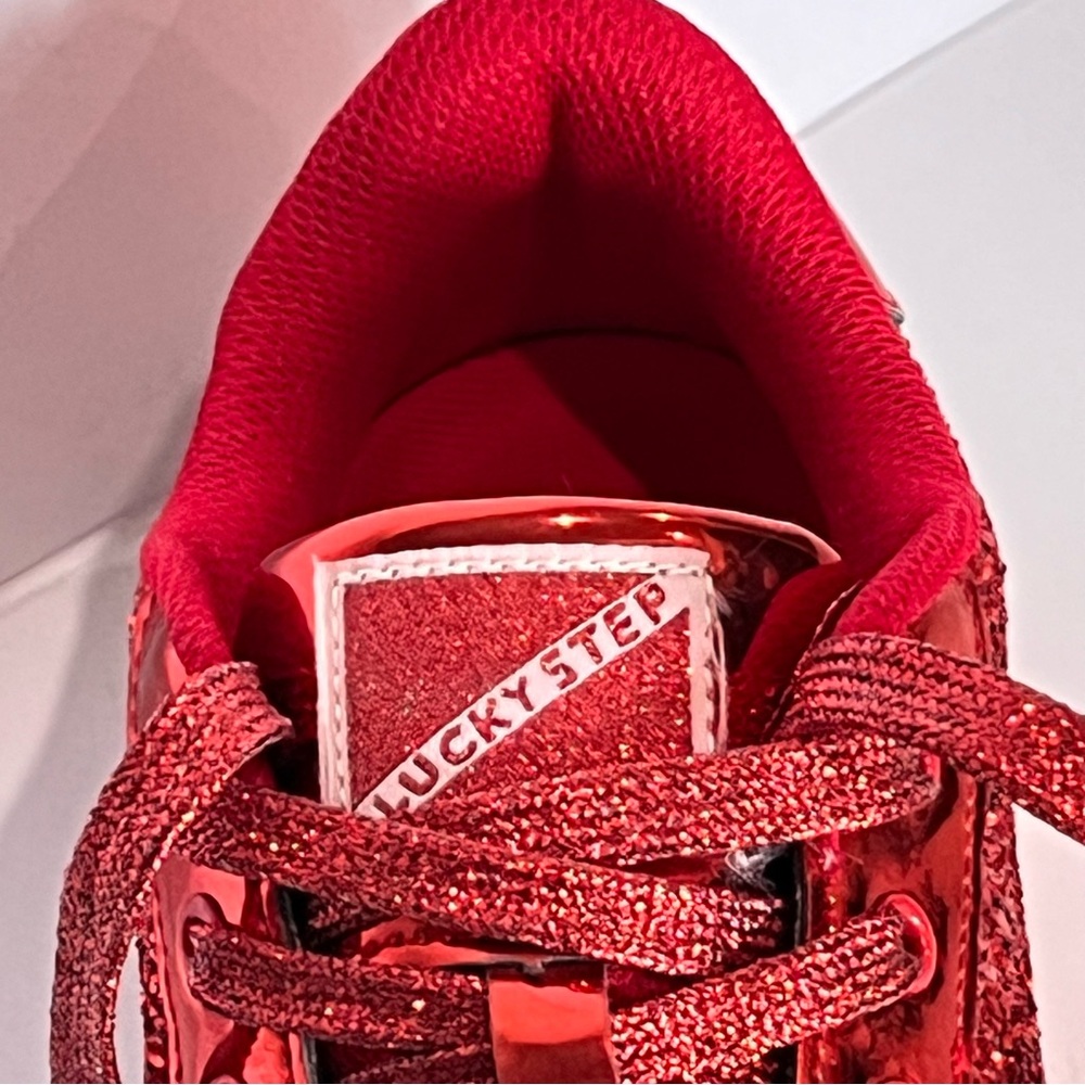 LUCKY STEP Ruby Red Glitter Sneakers Platform Low Top Sparkly Bling Shoes 8.5 - Picture 8 of 12